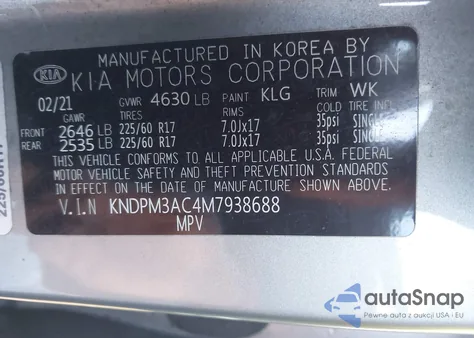 2021 Kia Sportage Lx from USA, damaged, VIN KNDPM3AC4M7938688